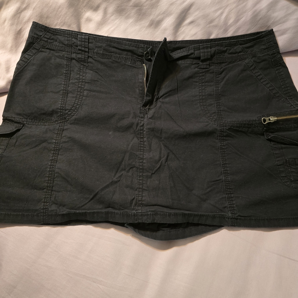 Prana Black Stretch Mini Skort with Zip Detail